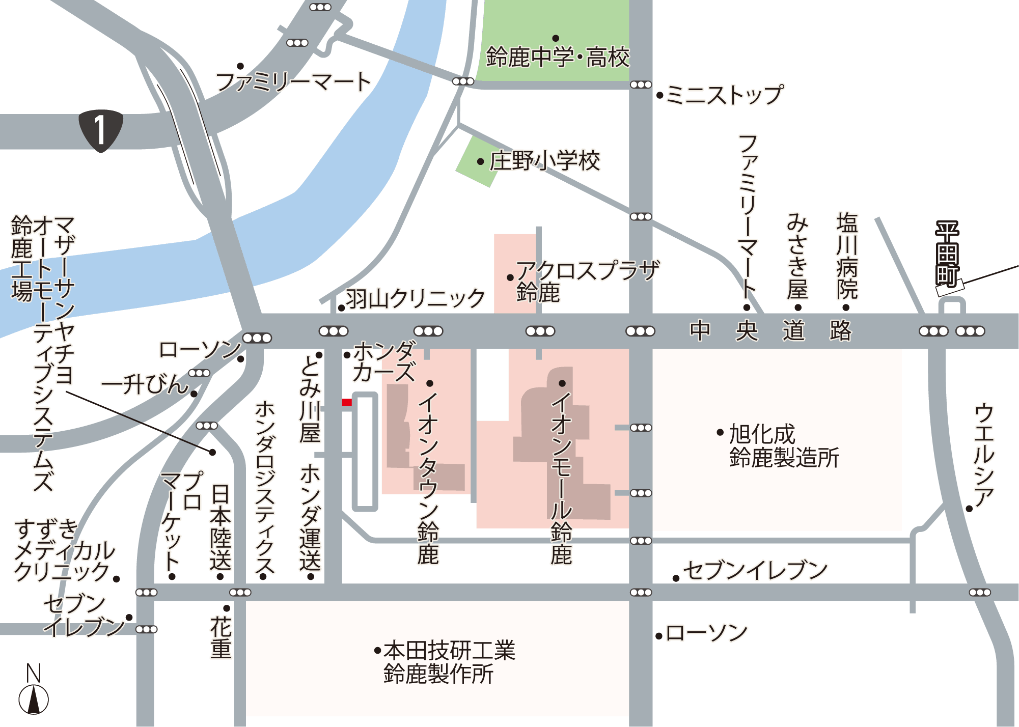 庄野羽山四丁目 周辺地図